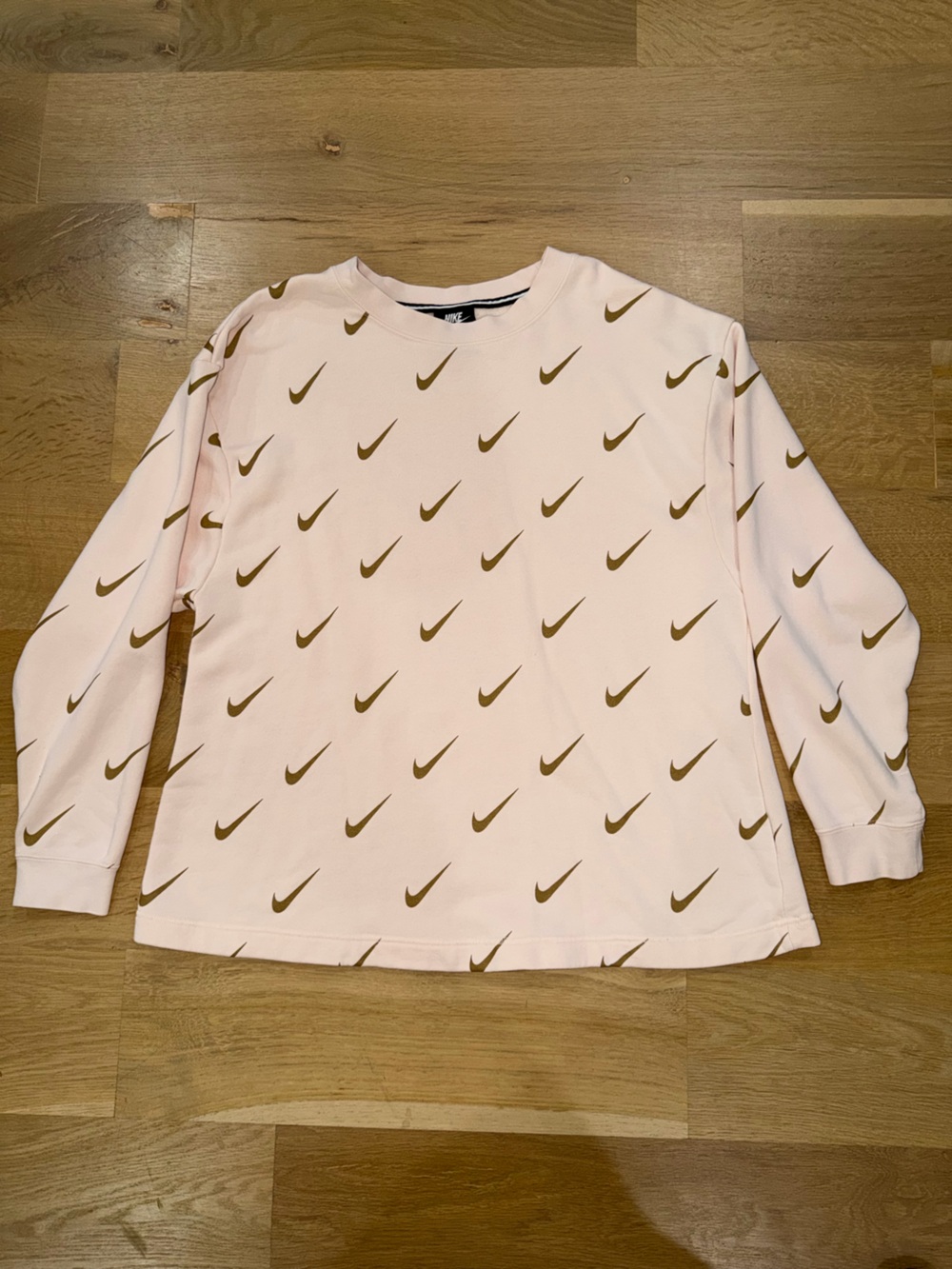 Nike Cream/Pink Crewneck with Gold Swoosh